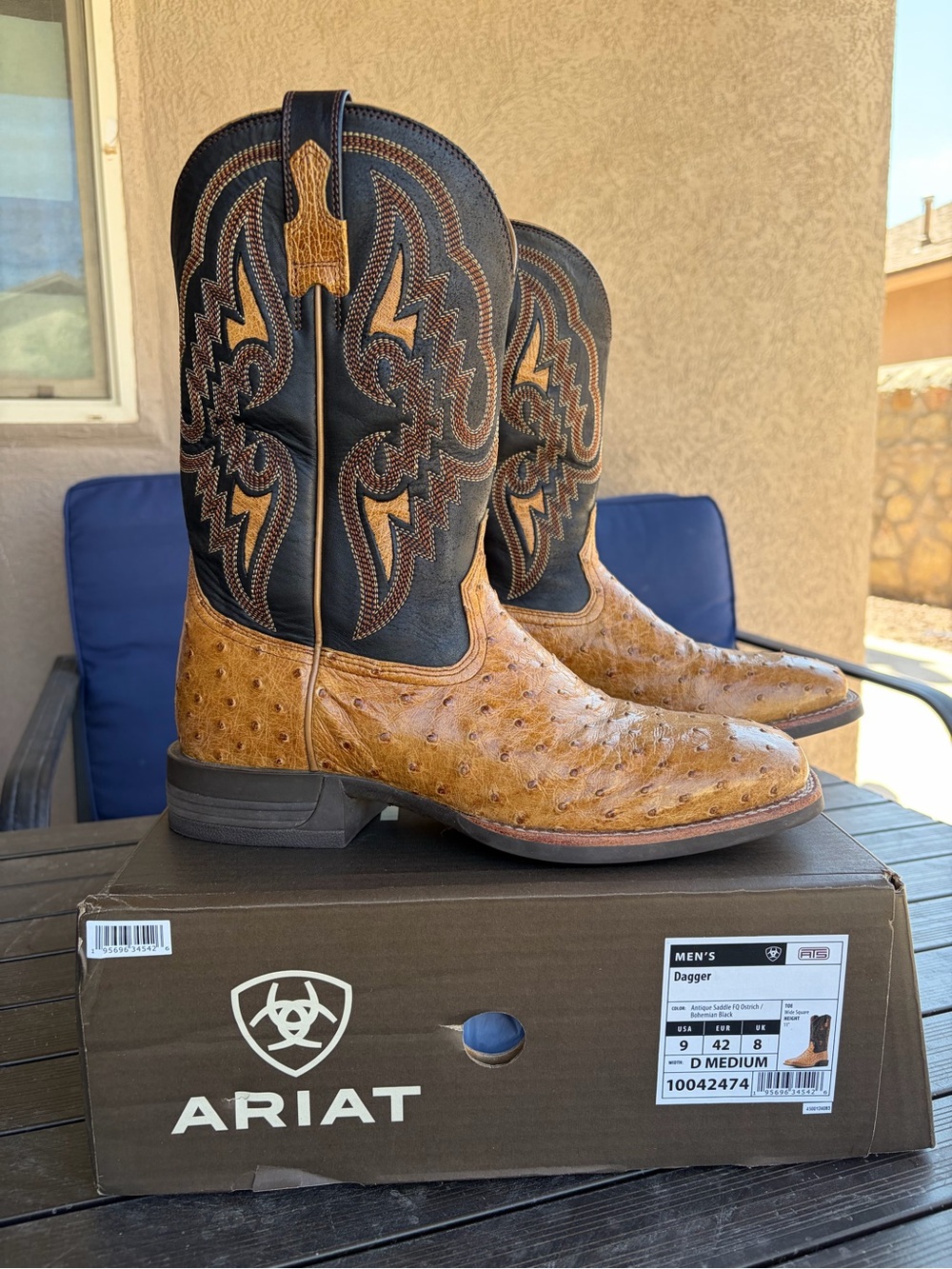 Ariat Men's Full Quill Dagger Western Boots in Tan and Black